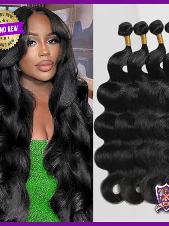 Brazilian Human Hair Extensions 12A Body Wave Bundles 16-22 Inch main image 2